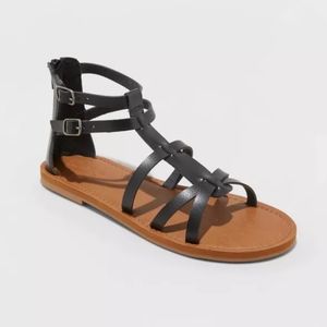 Women's leather sandals , black size 9